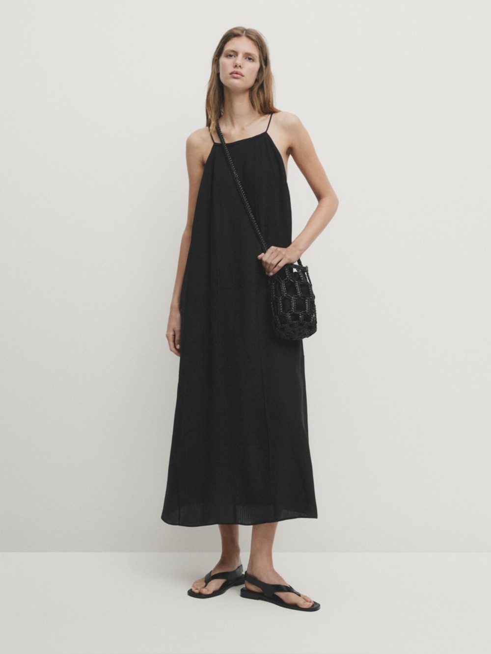 Massimo Dutti black lined dress